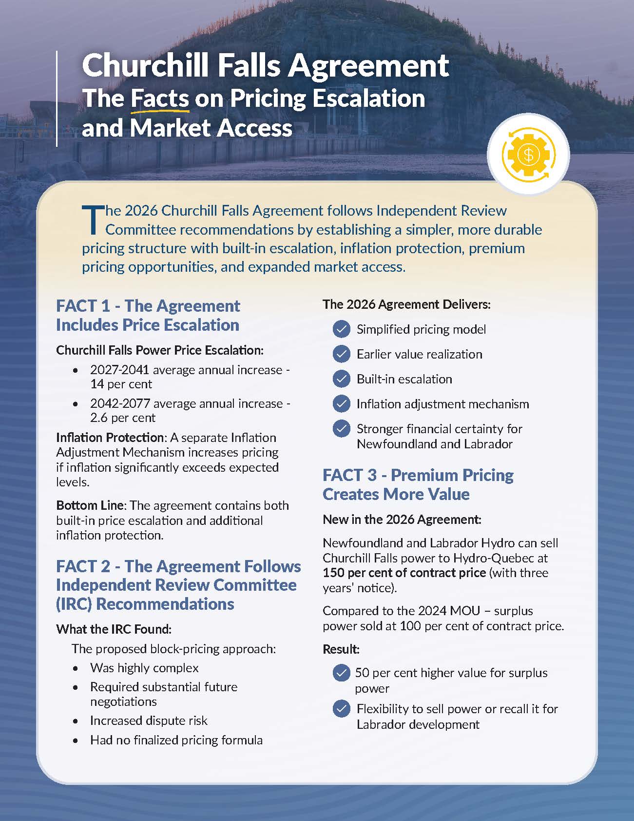Churchill Falls Agreement The Facts on Pricing Escalation and Market Access